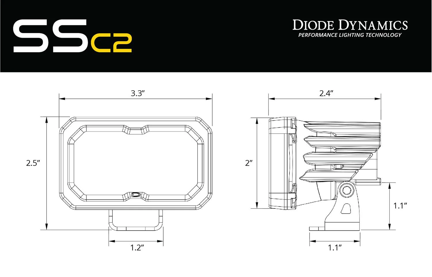 SSC2 2" Pod  - Pro - Standard Mount - Yellow - Image 11