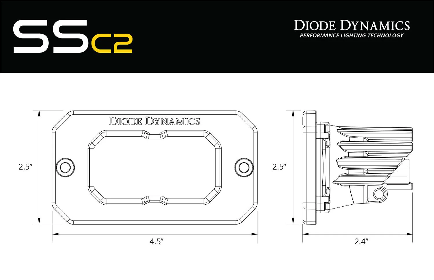 SSC2 2" Pod  - Sport - Flush Mount - Yellow - Image 8